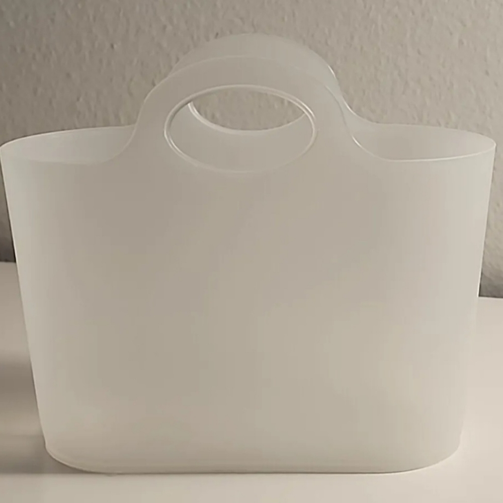 The Container Store 2-Pc Plastic Utility stackable Storage Organizer Bin Basket - Picture 2 of 8
